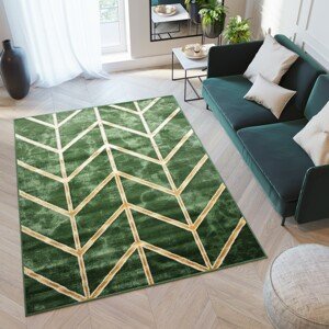 domtextilu.sk Moderný zelený koberec s jednoduchým zlatým vzorom 68534-243794