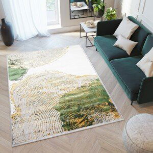 domtextilu.sk Bielo-zelený trendový koberec so zlatým vzorom 68535-243799