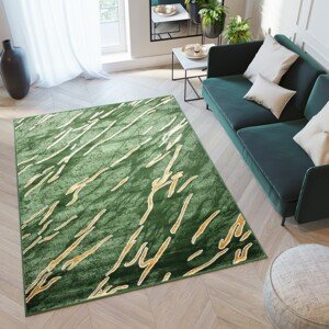 domtextilu.sk Zelený trendový koberec s jednoduchým zlatým vzorom 68536-243804