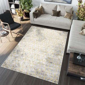 domtextilu.sk Trendový koberec v škandinávskom štýle so žltým vzorom 68579-244025