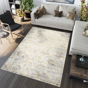 domtextilu.sk Trendový koberec v škandinávskom štýle so žltým vzorom 68579-244027