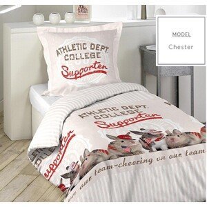 Béžové bavlnené posteľné obliečky so zajacmi 140 x 200 cm
