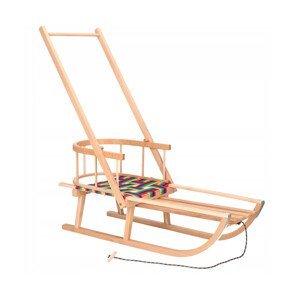 Kvalitné drevené sánky s tkaným sedadlom, operadlom a madlom