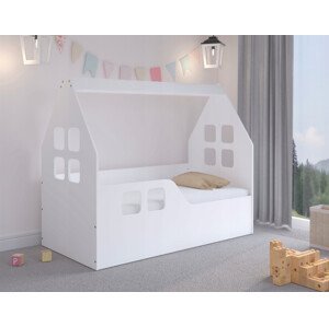 Detská posteľ domček 140 x 70 cm biela ľavá