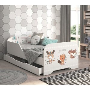 Detská posteľ 140 x 70 cm s motívom lesných zvieratiek
