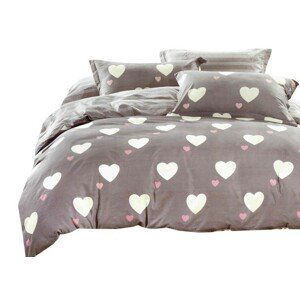 DomTextilu Béžové posteľné obliečky s valentínským motívom sŕdc  Béžová 10228-28598