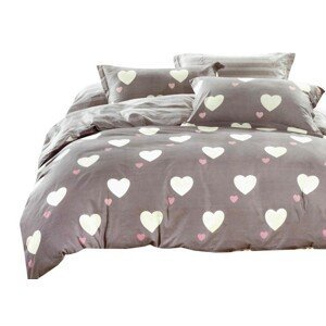 DomTextilu Béžové posteľné obliečky s valentínským motívom sŕdc  Béžová 10228-28599