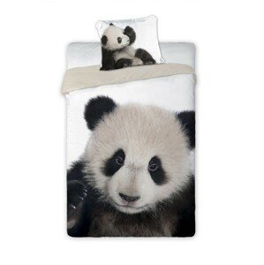 DomTextilu Kvalitné detské posteľné obliečky s motívom pandy  Biela 10246-28338