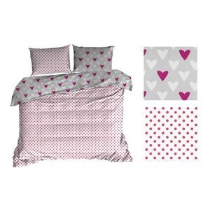 DomTextilu Ružové obojstranné posteľné obliečky so srdiečkami Šírka: 160 cm | Dĺžka: 200 cm Ružová 10383-28520