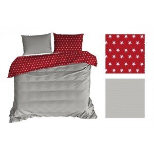 DomTextilu Červeno sivé obojstranné posteľné obliečky s hviezdičkami Šírka: 160 cm | Dĺžka: 200 cm Červená 10385-28523