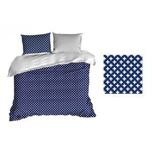 DomTextilu Lacné posteľné obliečky modrej farby so vzorom krížikov Šírka: 140 cm | Dĺžka: 200 cm Modrá 70 x 80 cm 10404-28609