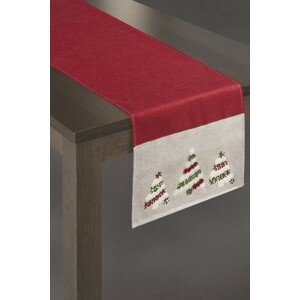domtextilu.sk Vianočná štóla na stôl v červenej farbe s tromi stromčekmi 35x140 12317-244078