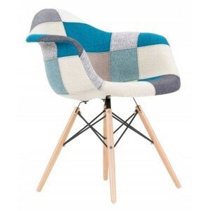DomTextilu Kvalitná stolička v štýle patchwork modrej farby 14842