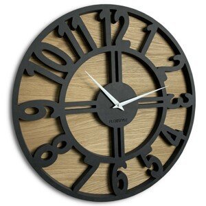 DomTextilu Kvalitné hodiny z dreva okrúhleho tvaru ARABIC LOFT 16583-123710