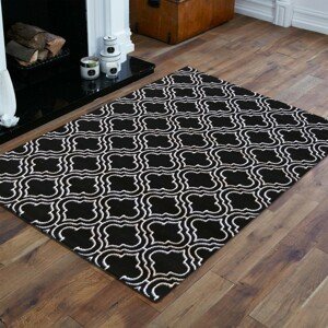 DomTextilu Kvalitný škandinávsky koberec v čiernej farbe s bielym vzorom 17591-128922