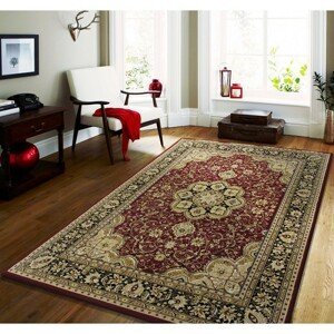 DomTextilu Štýlový koberec v červenej farbe s krémovými vzormi 17611-157318