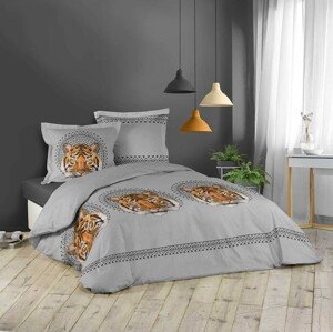 domtextilu.sk Bavlnené obliečky na posteľ sivej farby s tigrom JACANA 200 x 200 cm  Sivá 18219