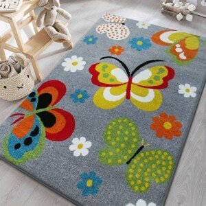 DomTextilu Sivý koberec do detskej izby s motýlikmi 19688-135539