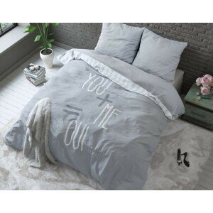 domtextilu.sk Svetlo sivé bavlnené posteľné obliečky láska 160 x 200 cm  Sivá 20797
