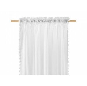 Krásna padavá biela záclona s guličkami 140 x 280 cm