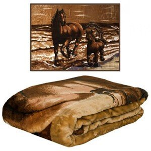 DomTextilu Teplá deka s potlačou koní  160 x 210 cm