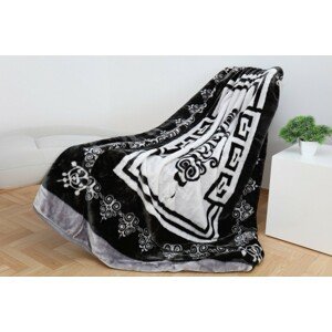 Čiernobiela teplá deka s ornamentami Šírka: 160 cm | Dĺžka: 210 cm