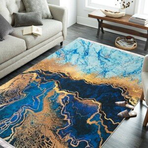 DomTextilu Protišmykový koberec s abstraktným vzorom modrý 23932-143416