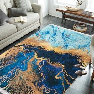 DomTextilu Protišmykový koberec s abstraktným vzorom modrý 23932-179599
