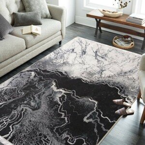 DomTextilu Protišmykový koberec sivej farby s abstraktným vzorom 23934-143433