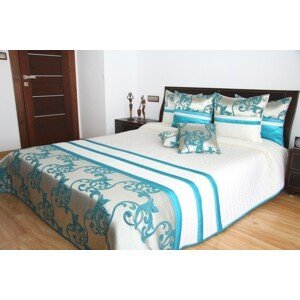 DomTextilu Luxusný prehoz na posteľ tyrkysovo krémový Šírka: 200 cm | Dĺžka: 220 cm 2482-104063