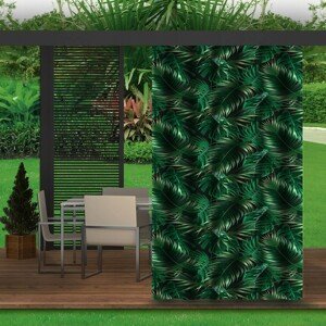 Zelený záves do záhradného altánku s motívom listov 155x220 cm