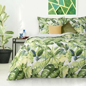 DomTextilu Bavlnené posteľné obliečky s exotickým motívom zelenej farby 3 časti: 1ks 160 cmx200 + 2ks 70 cmx80 Zelená 25441-149692