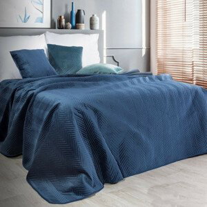 Obojstranný prešívaný prehoz na posteľ v tmavo modrej farbe Šírka: 170 cm | Dĺžka: 210 cm