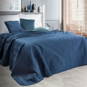 Obojstranný prešívaný prehoz na posteľ v tmavo modrej farbe Šírka: 200 cm | Dĺžka: 220 cm