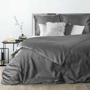 Luxusné posteľné obliečky z bavlneného saténu tmavo sivej farby 3 časti: 1ks 160 cmx200 + 2ks 70 cmx80