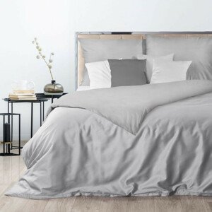 Exkluzívne strieborné posteľné obliečky z bavlneného saténu 2 časti: 1ks 140 cmx200 + 1ks 70 cmx80