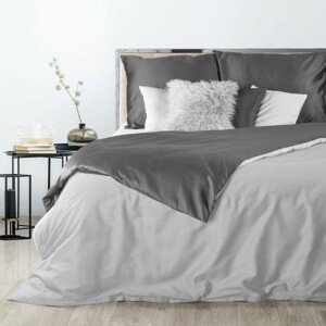 Sivé obojstranné posteľné obliečky z kvalitného bavlneného saténu 3 časti: 1ks 160 cmx200 + 2ks 70 cmx80