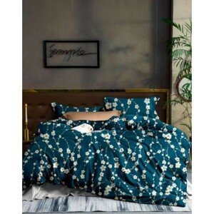 DomTextilu Tmavozelené posteľné obliečky s potlačou kvetov 4 časti: 1ks 160 cmx200 + 2ks 70 cmx80 + plachta Zelená 140x200 cm 28768-157787