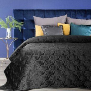 DomTextilu Luxusný čierny zamatový prehoz na manželskú posteľ Šírka: 220 cm | Dĺžka: 240 cm 29212-158550