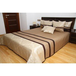 DomTextilu Prehoz na manželskú posteľ svetlo hnedej farby s pruhovaným motívom Šírka: 170 cm | Dĺžka: 230 cm 2965-104033