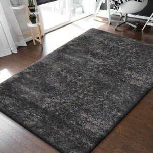 DomTextilu Krásny chlpatý koberec v módnej tmavo sivej farbe 30764-159707