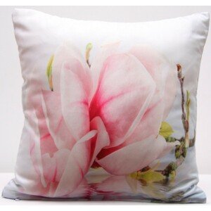 DomTextilu Obliečka na vankúš bielej farby s ružovým kvetom 40x40 cm Ružová 3140-124142