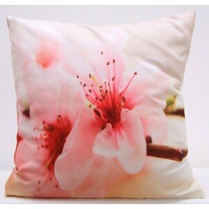 DomTextilu Krémová obliečka na vankúš s motívom ružového kvetu 40x40 cm Ružová 3169-124175