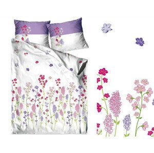 DomTextilu Bavlnené posteľné obliečky s motívom poľných kvetov 3 časti: 1ks 160 cmx200 + 2ks 70 cmx80 Fialová 32747-163141