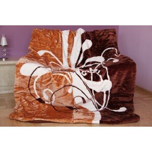 domtextilu.sk Luxusná moderná deka z akrylu hnedej farby s bielym vzorom Šírka: 160 cm | Dĺžka: 210 cm 3495-104381