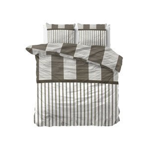 domtextilu.sk Moderné béžovo hnedé posteľné obliečky s pruhmi 200 x 220 cm  Hnedá 36976