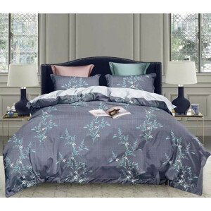 DomTextilu Tmavomodré posteľné obliečky s motím rastlín 3 časti: 1ks 160 cmx200 + 2ks 70 cmx80 Modrá 38011-179664