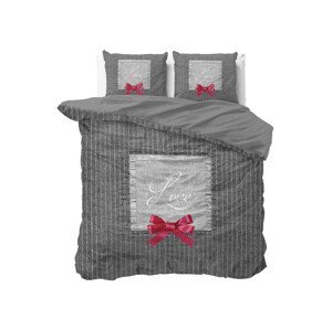 DomTextilu Romantické bavlnené sivé posteľné obliečky s nápisom LOVE 140 x 200 cm 38021