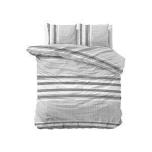 DomTextilu Kvalitné sivo biele posteľné vzorované obliečky 160 x 200 cm 38071