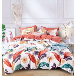 DomTextilu Biele posteľné obliečky s motívom farebnýh rastlín 4 časti: 1ks 160 cmx200 + 2ks 70 cmx80 + plachta Biela 38144-180509